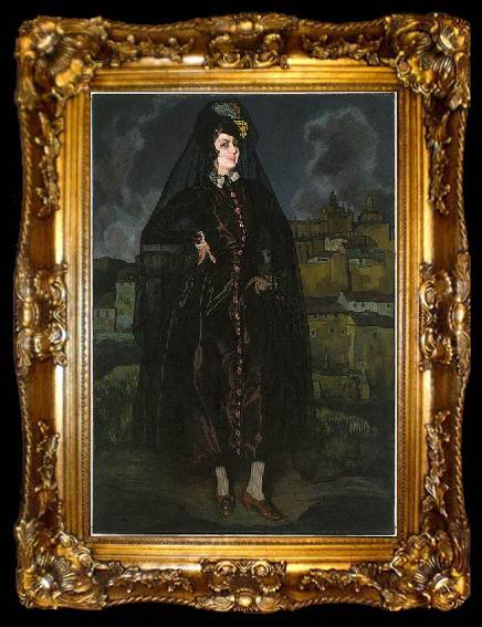 framed  Ignacio Zuloaga y Zabaleta Portrait of Anita Ramxrez in Black, ta009-2